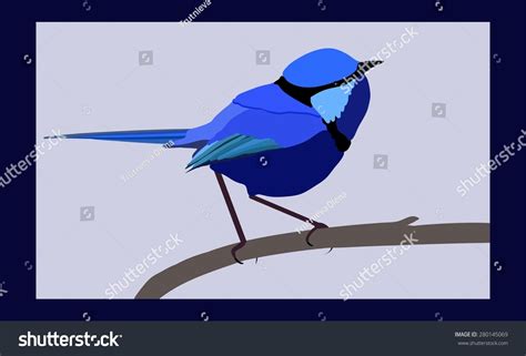 Blue Bird On Branch Vector Illustration Stock Vector 280145069 Shutterstock