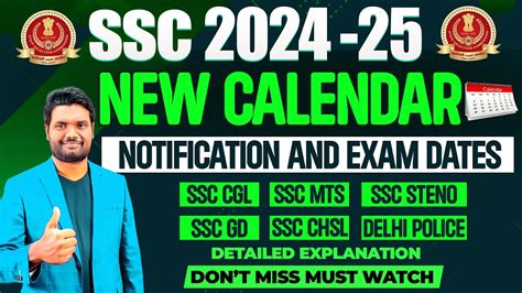 SSC New Calendar 2024 25 Out SSC CGL SSC STENO SSC MTS SSC GD