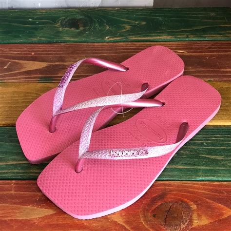 Chinelo Havaianas Quadrada Slim Square Glitter Rosa Veludo Shopee Brasil