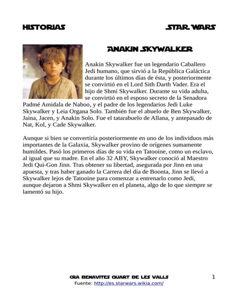 Historias STAR WARS Anakin Skywalker