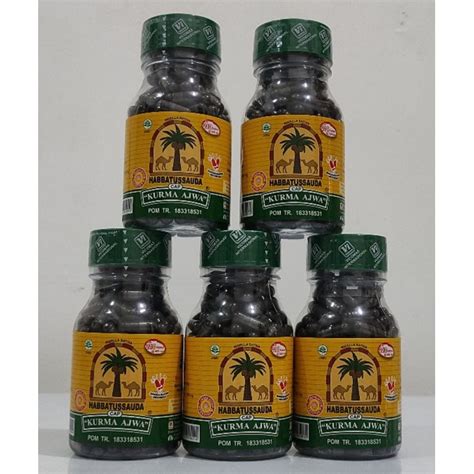 Jual CAP KURMA AJWA ORIGINAL HABBATUSSAUDA BUBUK SERBUK 210 KAPSUL