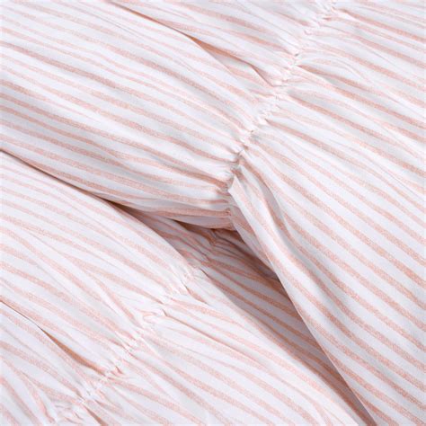 Ruching Ticking Stripe 3 Piece Comforter Set Lush Decor