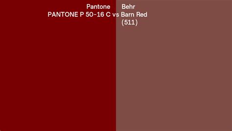 Pantone P 50 16 C Vs Behr Barn Red 511 Side By Side Comparison