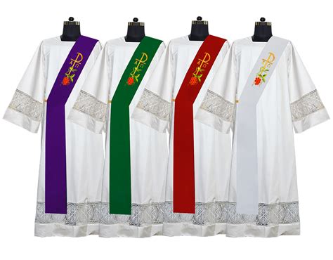 Set Of 4 Chi Rho Embroidered Deacon Stole Psg Vestments