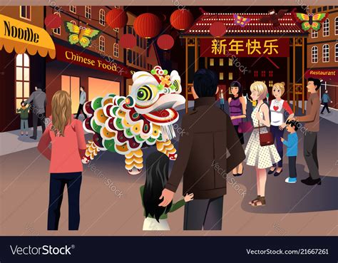 People celebrating chinese new year Royalty Free Vector