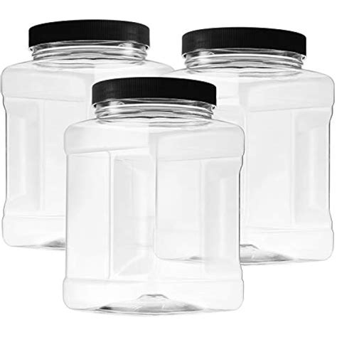 48 Oz Plastic Storage Jars Lids Pack 3 Large Clear Empty Containers