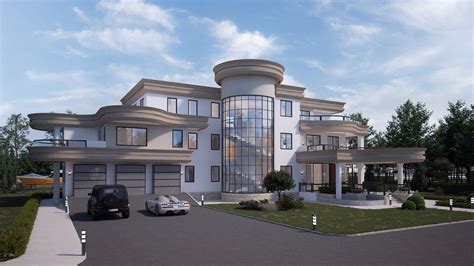 5 Bedroom Luxury House Plan Option 1 White and Tan Contemporary House ...