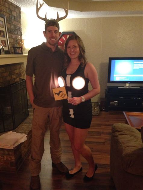 Deer In The Headlights Home Made Costume Couples Costumes Clever Halloween Costumes Funny