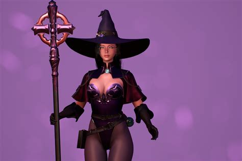 Kind Witch Girl - Game Ready Stylized MMORPG FPS Realistic Modular ...