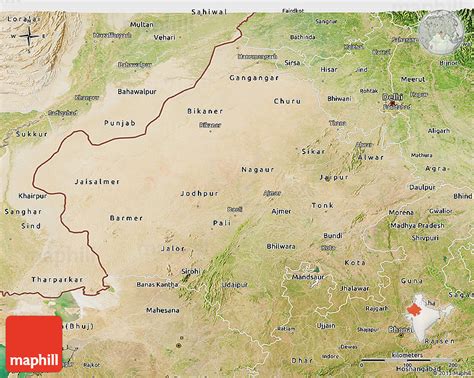 Satellite 3D Map of Rajasthan