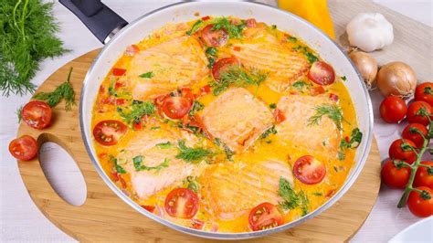 Lachs in Sahnesoße mit Spinat und Tomaten Lachspfanne YouTube