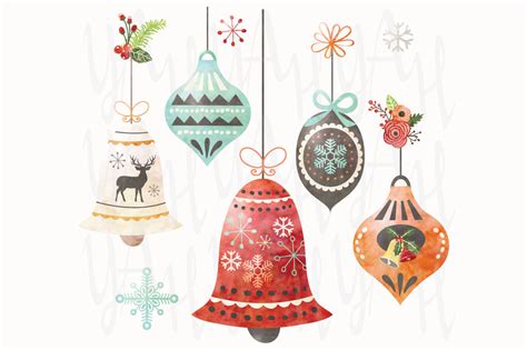 Christmas Watercolor Ornaments By YenzArtHaut | TheHungryJPEG