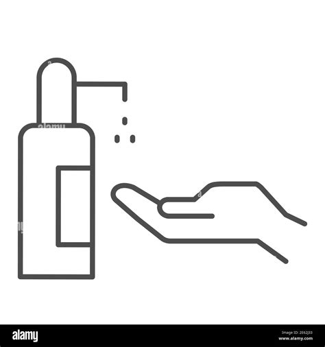 Mano Humana Y Antibacteriano Spray Icono De L Nea Delgada Concepto De