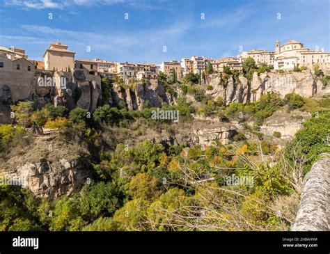 Historic Buildings On Cliff Of River Gorge Rio Huecar Cuenca