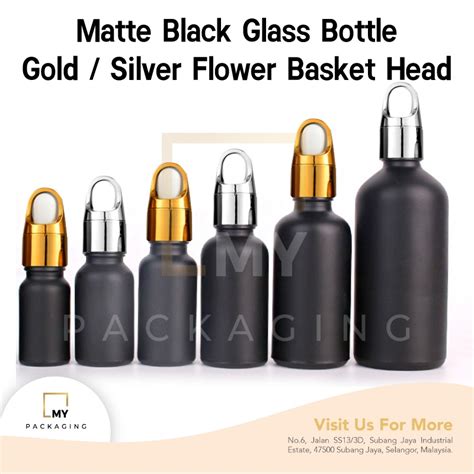 Matte Black Glass Bottle Ml To Ml Flower Basket Glass Dropper