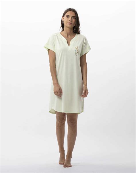 Chemise De Nuit En Coton Modal RIVIERA 711 Anis Lingerie Le Chat