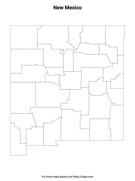 Printable New Mexico State With County Outline · Inkpx