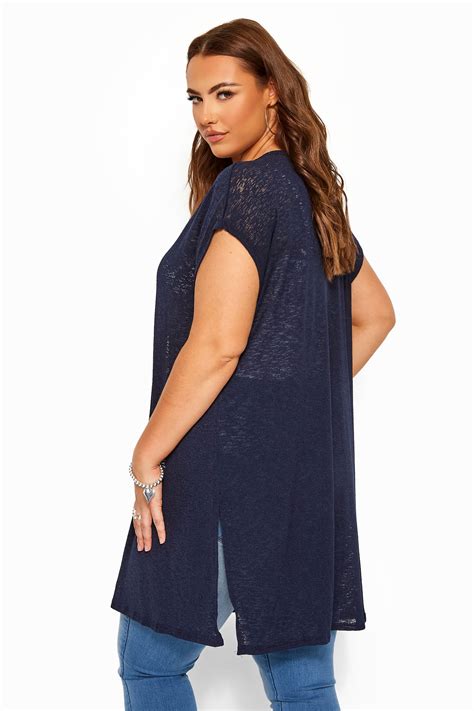 Plus Size Curve Navy Blue Short Sleeve Cardigan Yours Clothing