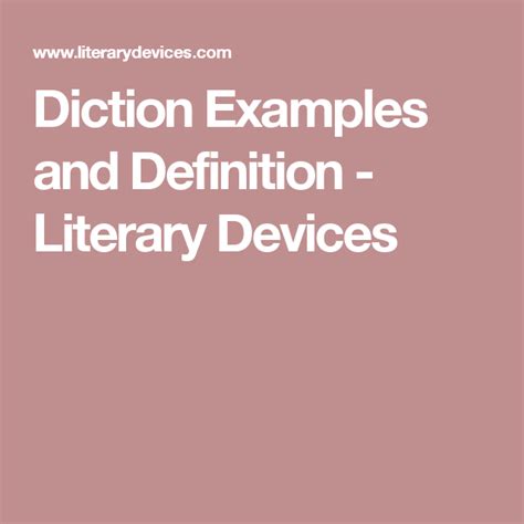 Diction Examples and Definition - Literary Devices | Literary devices ...