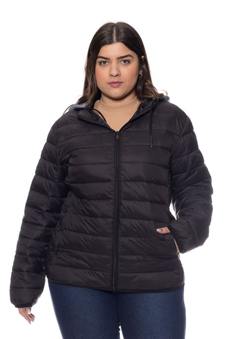 Jaqueta Feminina Plus Size Puffer Capuz Crocker 48841