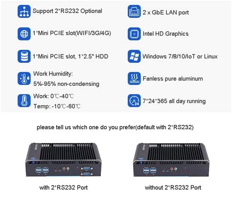 Vnopn Fanless Mini Pc Core I I I Th Gen X Rs X Lan Windows