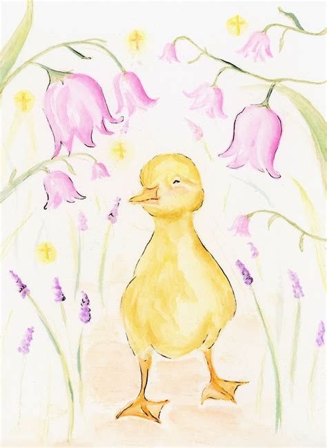 Yellow Duckling Original Watercolor Painting Etsy Watercolor