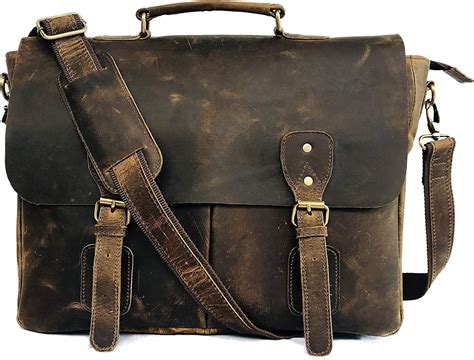 Amazon 18 Inch Vintage Handmade Leather Messenger Bag For Laptop