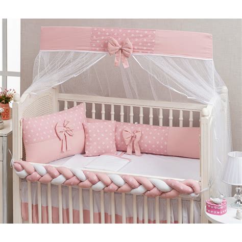 Kit Protetor Berco Trancado Lacos Luxo Princesa Rose Menina Feminino 9