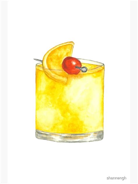 Whiskey Sour Watercolor Painting Premium Matte Vertical Poster Sold By