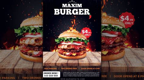 How To Design A Burger Restaurant Flyer Poster In Photoshop Youtube