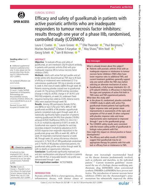 Pdf Efficacy And Safety Of Guselkumab In Patients With Active