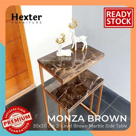 Jual Monza Meja Marmer Carara Side Table Nakas Besi Bedside Table