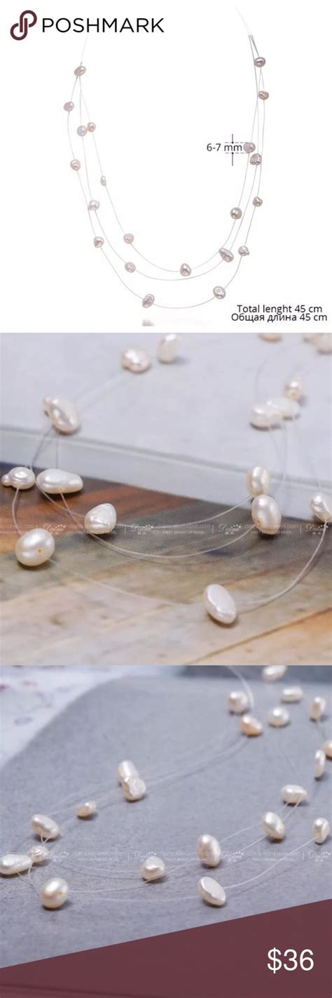 Invisible Illusion Pearl Strand Necklace Invisible Wire Illusion