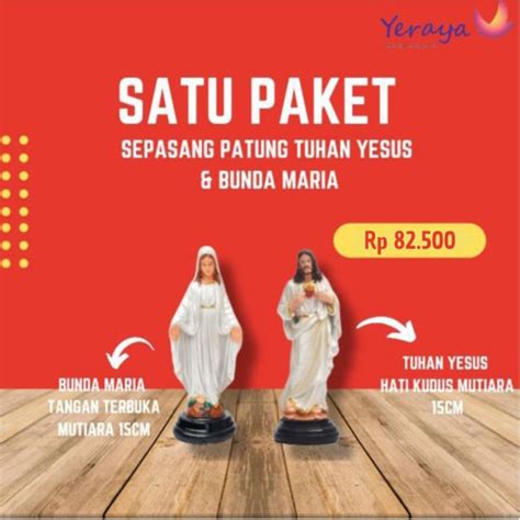 Jual Sepasang Pajangan Patung Rohani Bunda Maria Tangan Terbuka Yesus