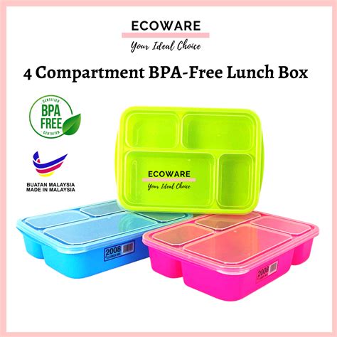 4 Compartment Bpa Free Lunch Box Bekas Makanan Plastic Tupperware