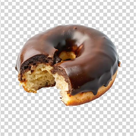 Donut De Chocolate En Bocado Aislado Sobre Un Fondo Transparente