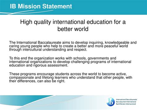 Ppt Ib Mission Statement Powerpoint Presentation Free Download Id