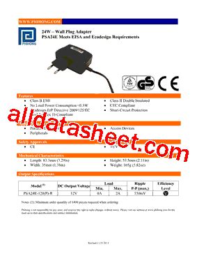 Psa E Datasheet Pdf Phihong Usa Inc