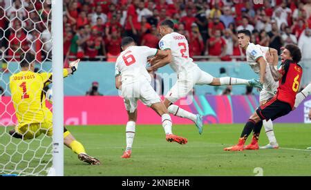 Il Marocchino Achraf Hakimi Segna Un Gol E Il Portiere Belga Thibaut