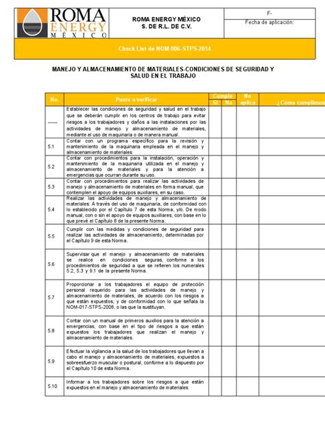 F 432 Rm 01 Check List Nom 006 Stps 2014 Pdf Bienestar Medicina