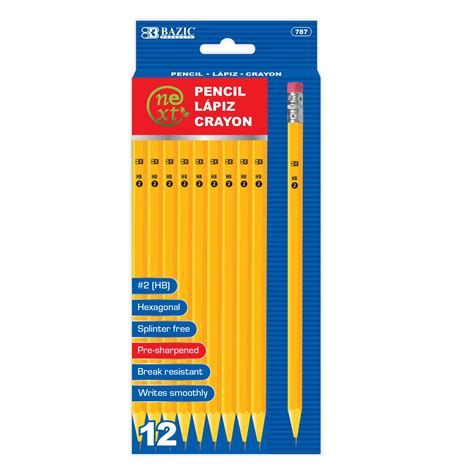 Bazic Pre Sharpened 2 Hb Yellow Pencil Wood Free Latex Free Eraser 12 Pack 1 Pack