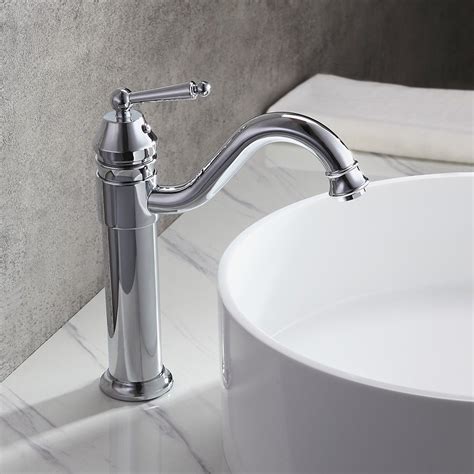 Adena Traditional Monobloc Single Lever Handle Bathroom Mid Tall Basin Mixer Tap In Polished