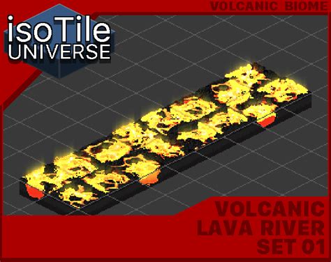 Isometric Tiles Lava River Set 01 By IsoTile Universe