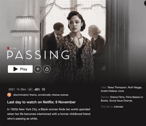 Netflix Original 'Passing' Leaving Netflix UK in November 2023 - What's ...