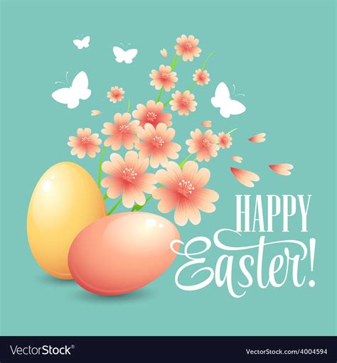 Easter Card With Eggs And Flowers Royalty Free Vector Image