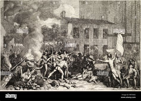 Charles Thevenin The Storming Of The Bastille On July Etching