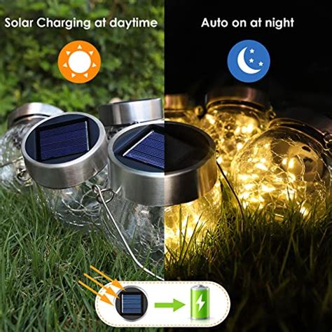 8 Pack Solar Hanging Lights Outdoor Cracked Glass Solar Ball LED