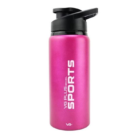 Garrafa Squeeze Alumínio Brilhante Trava 750ml Academia Rosa Choque