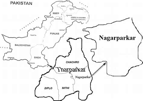 Map Showing Monitoring Sites Of Nagarparkar Subdistrict Thar Desert In