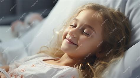 Premium Photo | Smiling child patient on hospital bed with text space ...